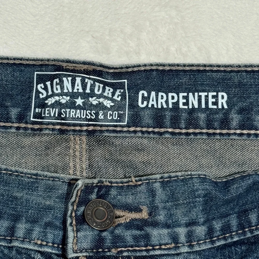 Signature by Levi Strauss & Co Carpenter Jeans Mens 44x32 Blue Workwear Utility